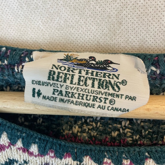 Rare Vintage 80s Northern Reflection Cream Patterned Sweater Size Medium - Picture 8 of 10